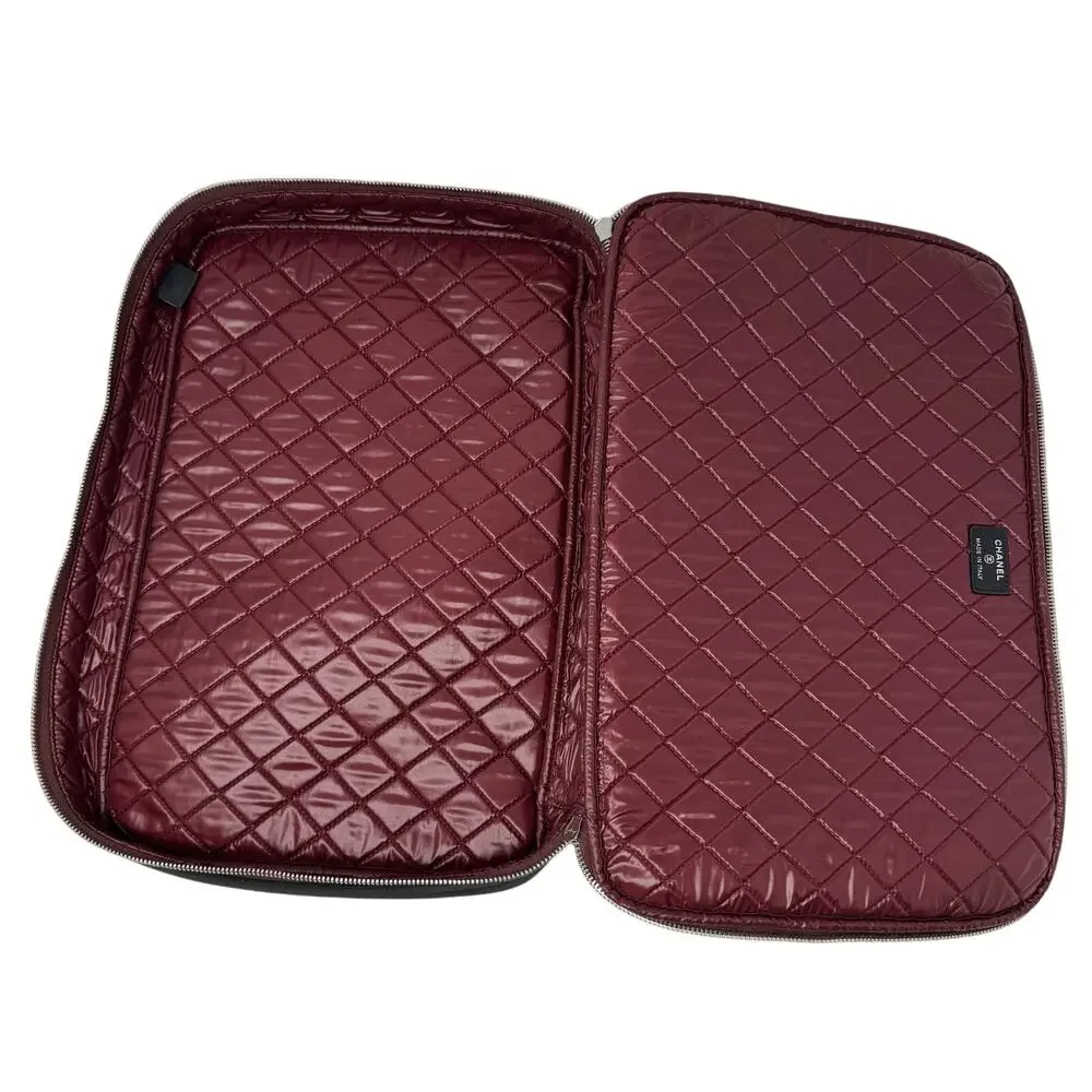 Chanel Quilted Nylon Laptop Case Black Burgundy Limited Edition 2012